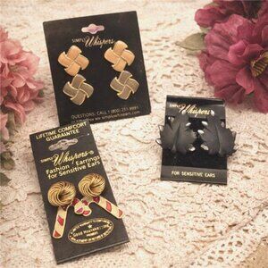 Vtg. Simply Whispers Earrings Lot Of 5 Gold Tone Enamel Stud Dangle Leaf Candy